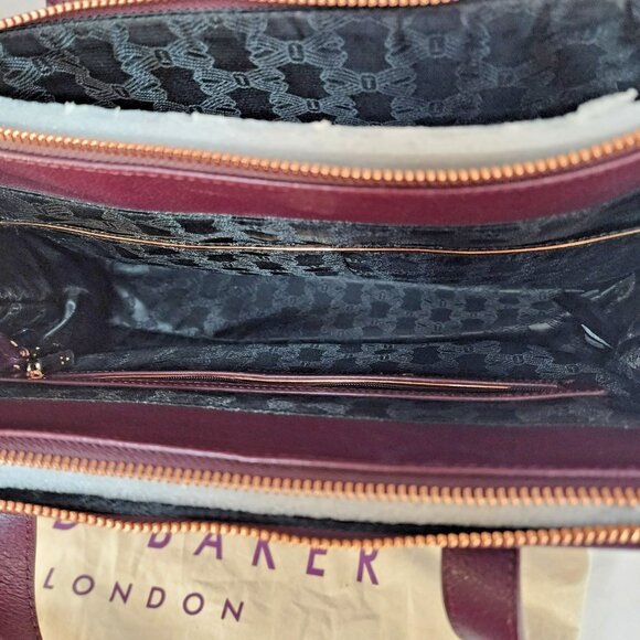 Ted Baker Alexiis Large Tote Bag Purple Leather NWOT Shoulder Strap Hardware - Picture 10 of 12